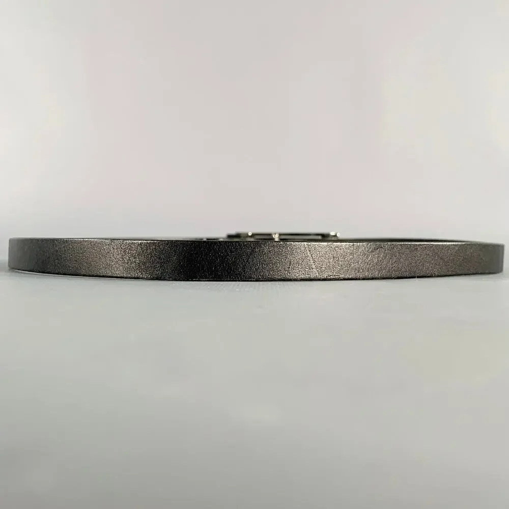 J.LINDEBERG Size 30 Black Silver Logo Leather Leather Belt